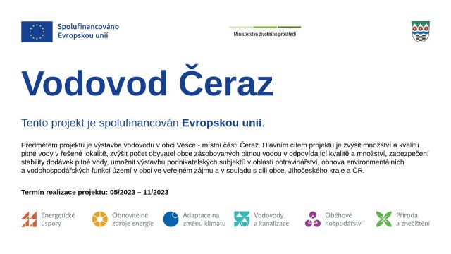 Splufinancováno EU - Vodovod Čeraz